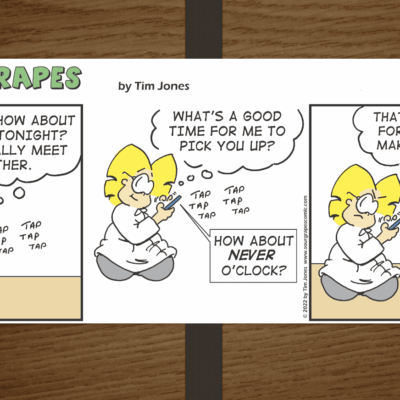 Sour grapes comic strip.
