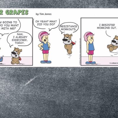 A comic strip with a woman and a dog.