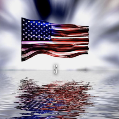 A grief-stricken American flag is gracefully floating in the water.