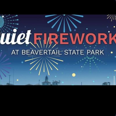 Quiet fireworks at beavertail state park.