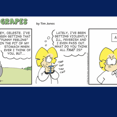 A comic strip with the words sour grapes.