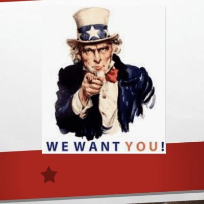 A poster with the words we want you.