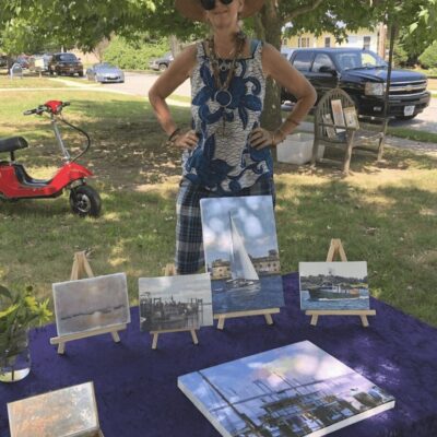 A woman wearing a hat.