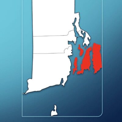A map with the state of massachusetts highlighted in red.
