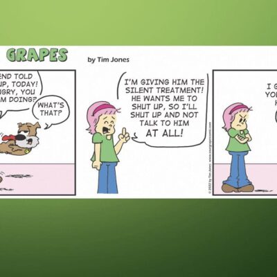 Sour grapes comic strip.