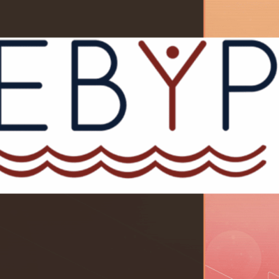 The ebyp logo on a red and orange background.