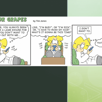 A comic strip with a woman talking on the phone.