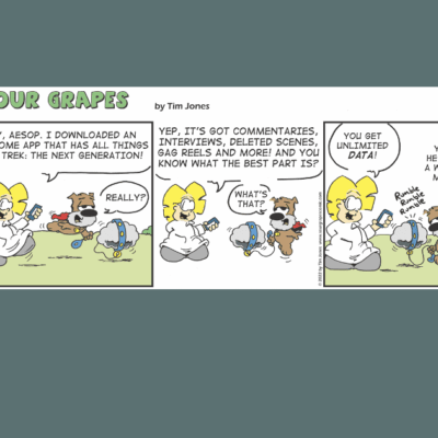A comic strip with a cartoon of a dog and a cat.