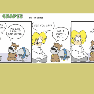 A comic strip with a woman and a teddy bear.