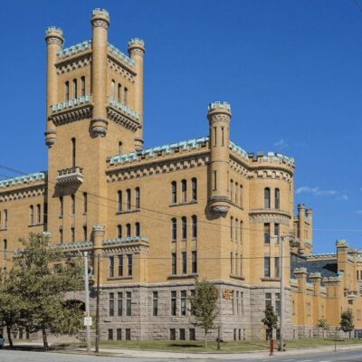 A large building with a clock tower.