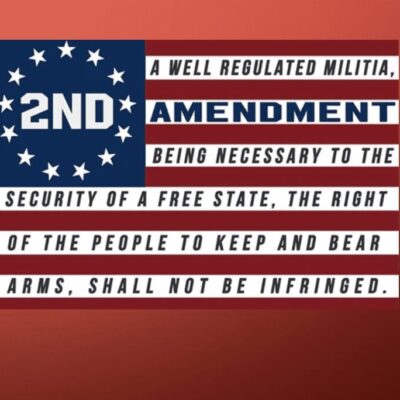 An american flag with the words 2nd amendment being necessary to the right of the people to keep and bear arms.