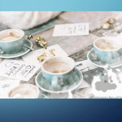 Three cups of coffee on a table with a blue background.