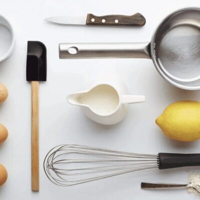 Baking ingredients on a white background.