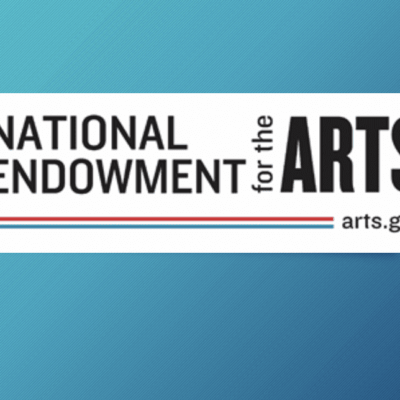 The national endowment for the arts logo on a blue background.