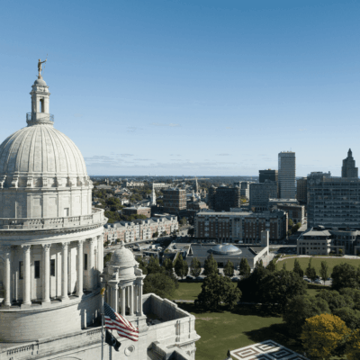 An aerial view of the state capitol building, perfect for seniors.