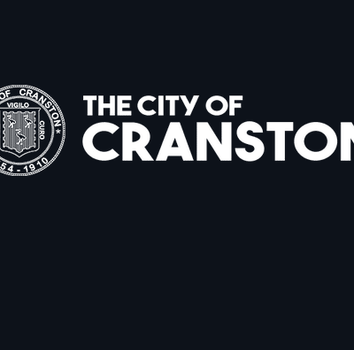 The city of Cranston logo on a black background in Cranston, Rhode Island.