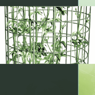 A picture of a bamboo planter with green leaves.