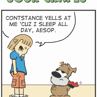 Sour grapes comic strip.