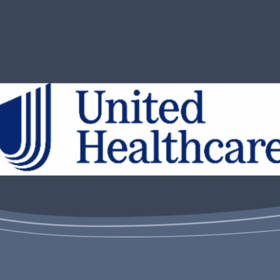 United healthcare logo on a blue background.