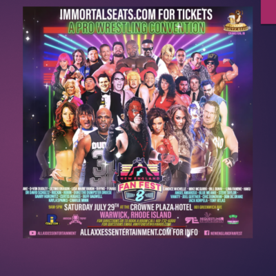 A wrestling poster featuring immortal seats for tickets.