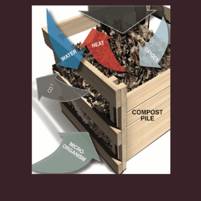 A composting diagram illustrating the process of a compost pile.
