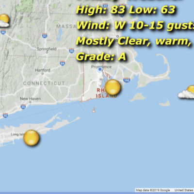 A map showing the weather in new hampshire.