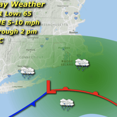 Rhode Island's weather map for Tuesday.