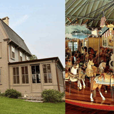 A house with a carousel and a house with a carousel.