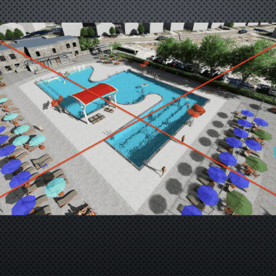 An aerial view of Budlong Pool.