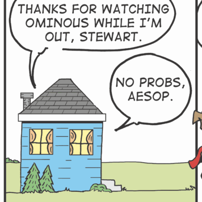 A comics strip that says thanks for watching Obama while out.