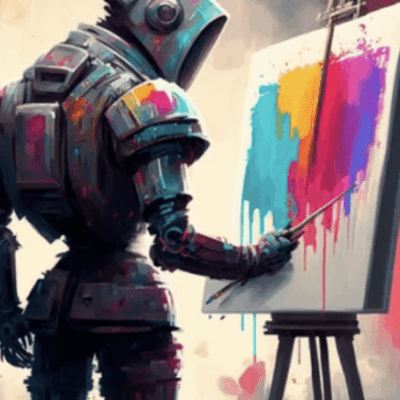 An AI-driven robot flawlessly paints on an easel.
