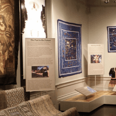 A textile exhibit at the Haffenreffer Museum.