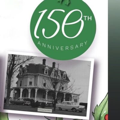 A photo of a house in Newport RI with the words 15th anniversary on it.