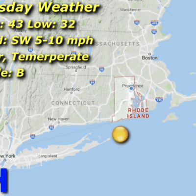Tuesday weather map in Rhode Island.