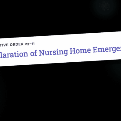 A sign indicating a declaration of nursing home emergency due to inadequate minimum staffing.