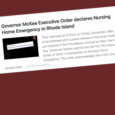 A news article with the text governor makes executive order on nurses home emergency in dorsey island.