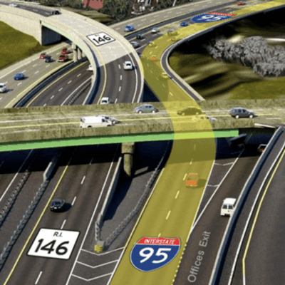 An artist's rendering of the Rhode Island Route 95 highway intersection.