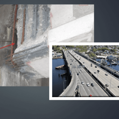 A picture of the Washington Bridge with a red arrow pointing to it.