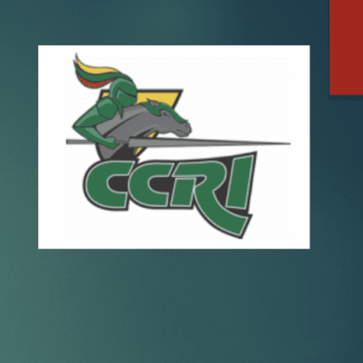 The logo for CCRI women's basketball on a green background.