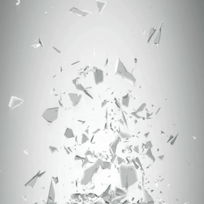 Shattered glass explosion effect.