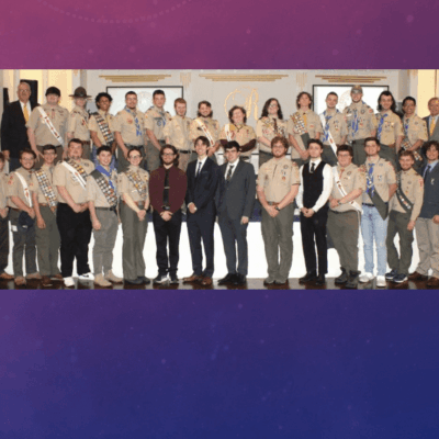 Eagle Scout award ceremony group photo.