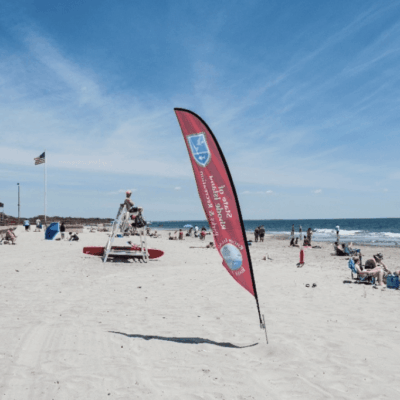 Rhode Island beach with lifeguard.