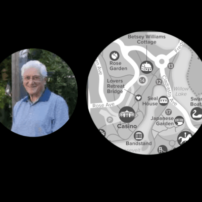 Man's photo & park map location.