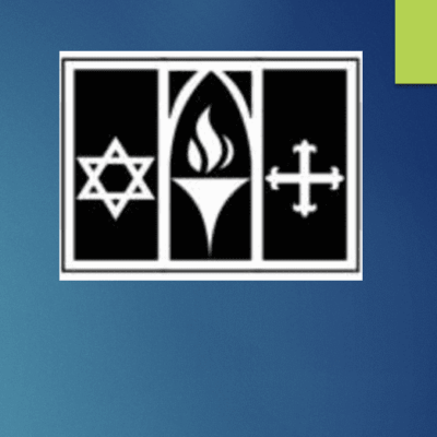 Interfaith symbol: Star, flame, cross.