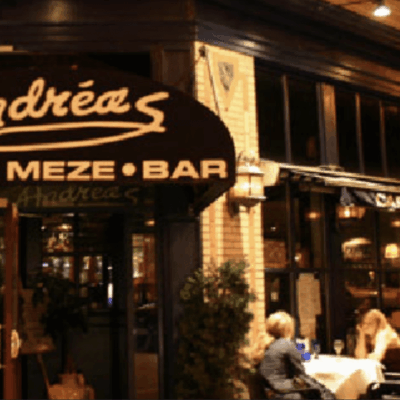 Andreas Cafe Meze Bar at night.