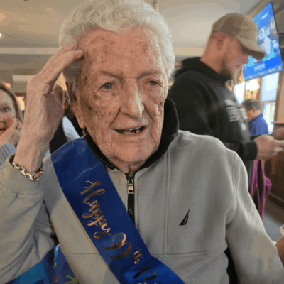 Happy 99th birthday! Elderly man.