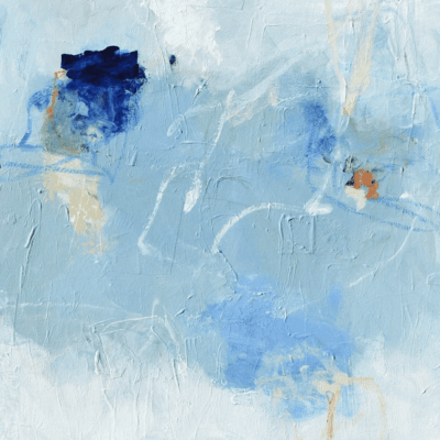 Abstract blue and white painting.
