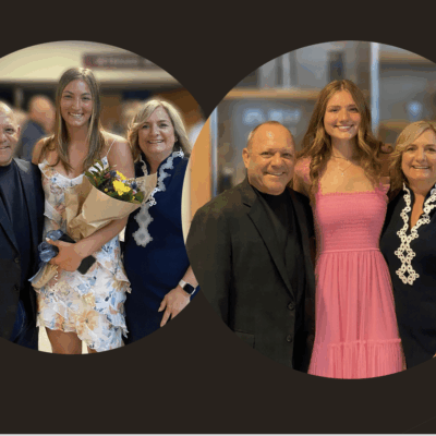 Two families celebrate daughters' achievements.