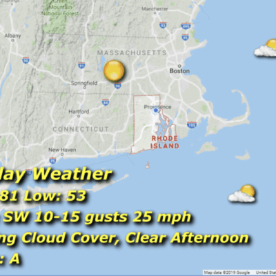 Monday weather forecast: mostly sunny, 81/53.