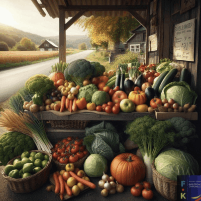Autumn harvest of fresh vegetables.